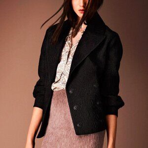 Burberry Prorsum PF/14 Black Paisley-Floral Cloque Jacket